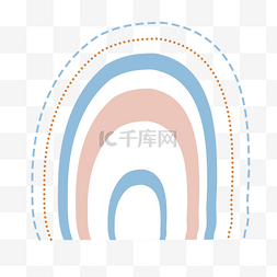 蓝白条纹卡通水彩彩虹装饰画