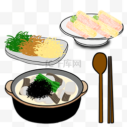 葱丝黄瓜丝图片_砂锅芋头汤和甜点