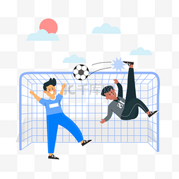 体育动作图片_足球运动儿童体育比赛概念插画