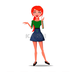 大笑的年轻女子插图美丽的红发女