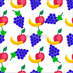 苹果图案png图片_五颜六色的水果卡通无缝图案。