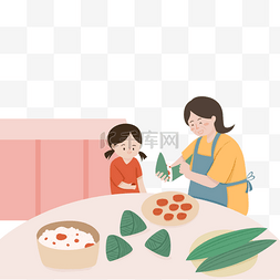 温暖家人图片_端午节厨房温暖家庭制作粽子