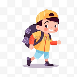 背着书包去上学的小男孩