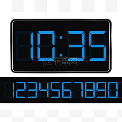现代电子图片_矢量蓝色数字时钟