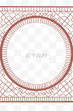 春节边框图片_中国古风雕花圆形门窗边框中式中