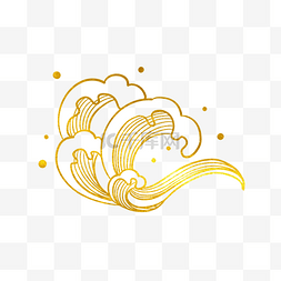 中秋节图片_金箔鎏金线描海浪