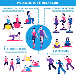 健身房海报图片_健身俱乐部课程信息图表海报。