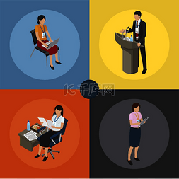 椅子上坐着的人图片_关于业务辅导的工作时刻矢量插图
