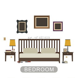 酒店名片设计图片_在平面样式的卧室内部.. 卧室内部