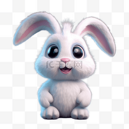 小白兔可爱图片_卡通毛绒动物兔子可爱