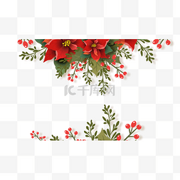 圣诞一品红花卉边框植物红色