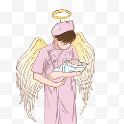 512国际护士节抱着婴儿天使女护士