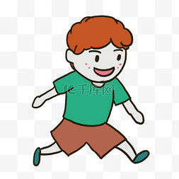 奔跑的手绘人物图片_奔跑的绿衣男孩可爱儿童人物
