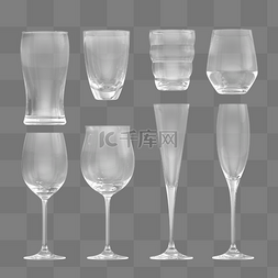 透明玻璃杯透明图片_3D立体C4D透明玻璃杯套图酒杯