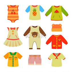 婴儿服装海报系列、保暖帽和带樱