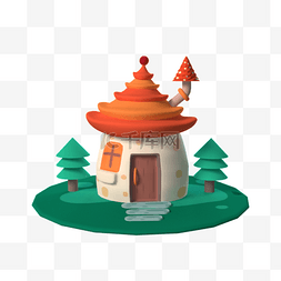 卡通3D立体童话建筑房子