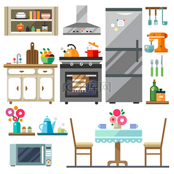 现代厨房设计图片_家里的家具。厨房室内设计