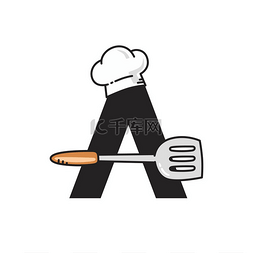 ai标志图片_厨房用具厨师帽字母表主题标志图