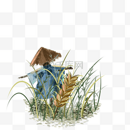 小满芒种麦田里的稻草人