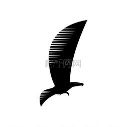 翅膀图片_鹰猎鹰或鹰孤立的图标展开翅膀的