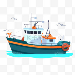 渔船插画图片_卡通手绘渔船船只