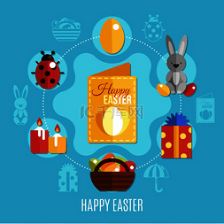 彩蛋背景素材图片_春天复活节概念与可爱的兔子彩蛋