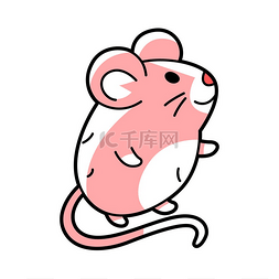可爱的鼠标图片_可爱的小粉红色老鼠的插图。