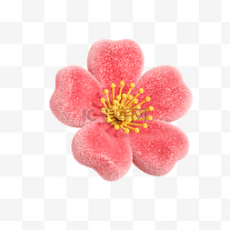 立体樱花图片_春季3D立体毛绒风花朵元素