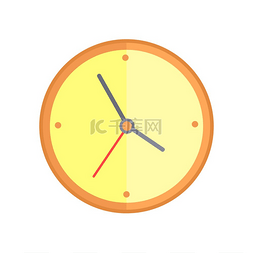 箭头时间盘图片_经典的圆形挂钟主体为黄色挂钟图
