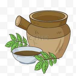 茶罐图片_茶罐中药绿叶植物