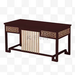 桌子中式桌子图片_中式金色花纹木质家具茶几