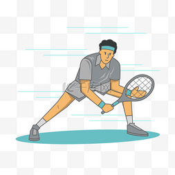 运动员男人图片_网球比赛运动概念插画球场上准备
