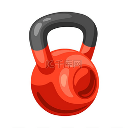 壶铃锻炼图片_运动型红色壶铃的插图健身运动卡