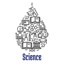 医学的图片_水滴形状的科学图标。