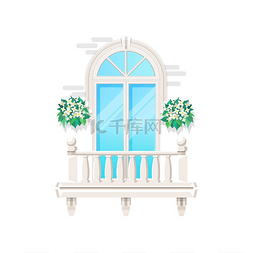 玻璃和图片_带窗户的阳台复古经典的建筑立面