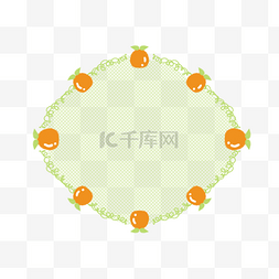 水果手简笔画图片_几何便签水果橙子边框绿色对话框