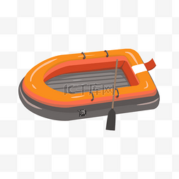 橡皮艇卡通图片_橡皮筏救生艇橙色立体卡通