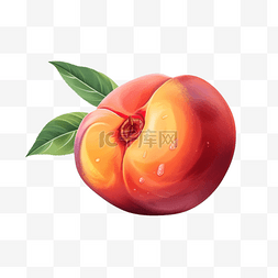 桃子水果扁平插画手绘免抠元素
