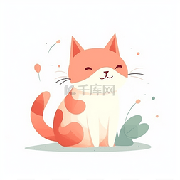 猫设计图片_小动物扁平设计猫可爱简约背景