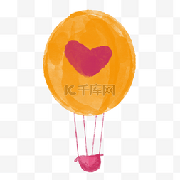 热气球爱心红色黄色创意可爱