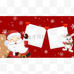 雪人白色图片_圣诞节圣诞老人红色相框