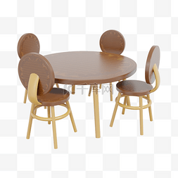 木制餐桌椅图片_3DC4D立体餐厅木质桌椅