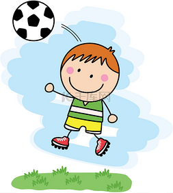 玩家卡通图片_踢足球的男孩