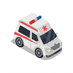 等距投影中的救护车插图.. 等距投
