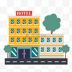 手机界面展示图片_酒店在线订房概念插画街道建筑物