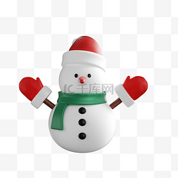 冬季手套围巾图片_3D立体戴手套圣诞节雪人