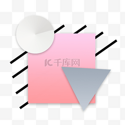 简单几何卡通背景图片_方块三角粉色几何简单线条图案