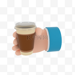 喝咖啡图片_3D立体商务风手势喝咖啡