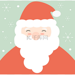 卡通圣诞圣诞老人脸可爱矢量插图