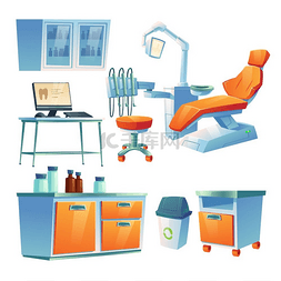 诊所或医院的牙医柜、口腔科室。